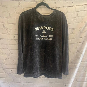 Women’s‎ Dari Newport Rhode Island Graphic Long Sleeve Shirt Faux Black Denim L